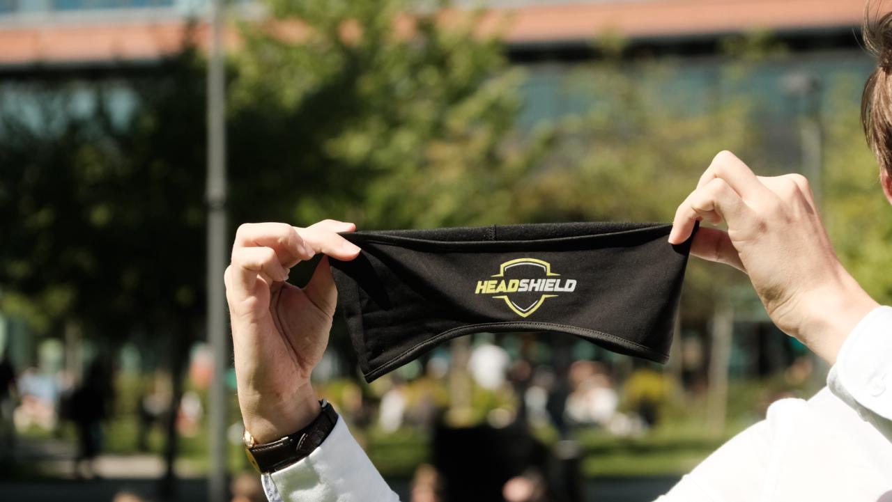 HeadShield headband held up